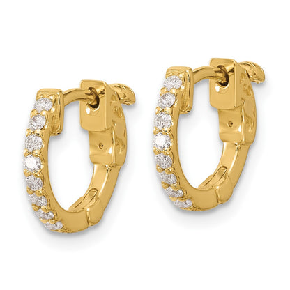 14K Yellow Gold .24 carat Diamond Round Hoop w/Safety Clasp Earrings