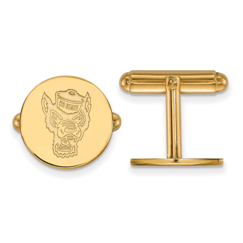 14K Yellow Gold Gold LogoArt North Carolina State University Wolf Cuff Links