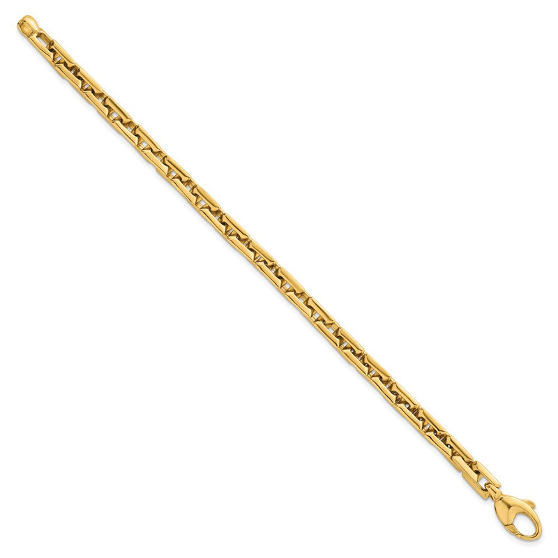 14K Yellow Gold Polished 6.25mm Fancy Square Link 7.25 Inch Bracelet