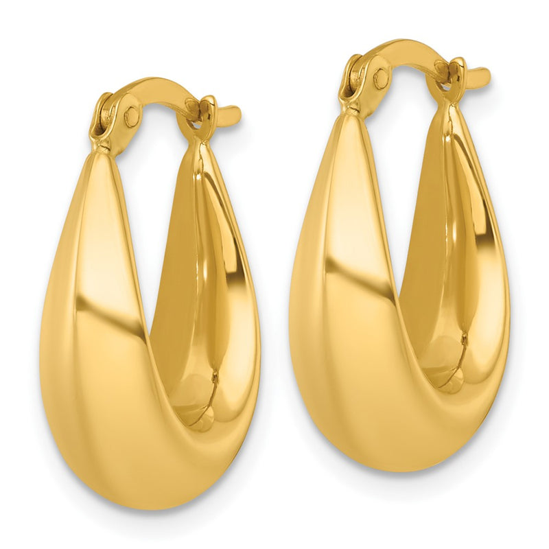 14K Yellow Gold Polished Tapered Hollow Hoop Earrings