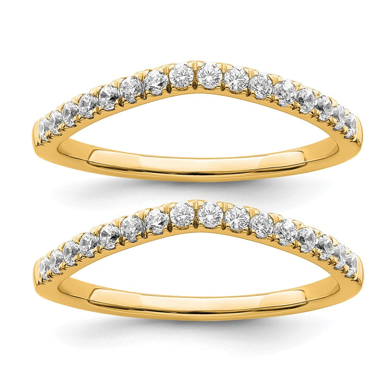True Origin 14K Yellow Gold 1/2 carat Lab Grown Diamond VS+ F+ Set of Two Complete Wedding Band Rings