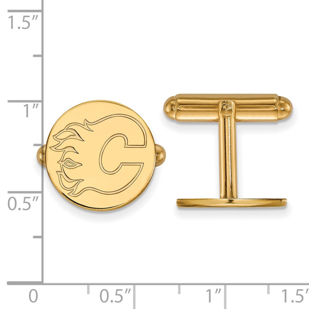 14K Yellow Gold Gold NHL LogoArt Calgary Flames Cuff Links
