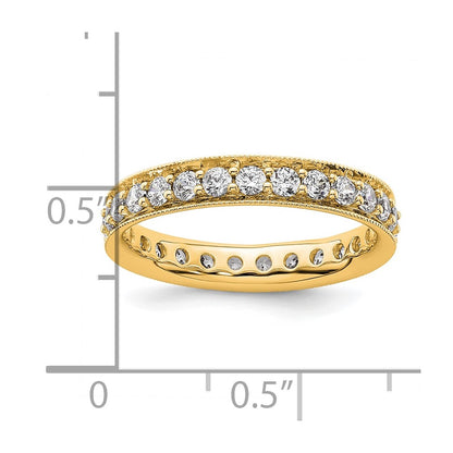14K Yellow Gold Polished Size 6 Vintage 1 carat Diamond Complete Eternity Wedding Band Ring