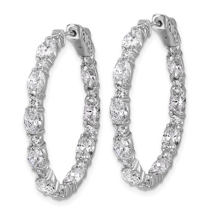 14K White Gold Certified Oval and Round VS DEF Diamond Inside/Outside Hoop Earrings