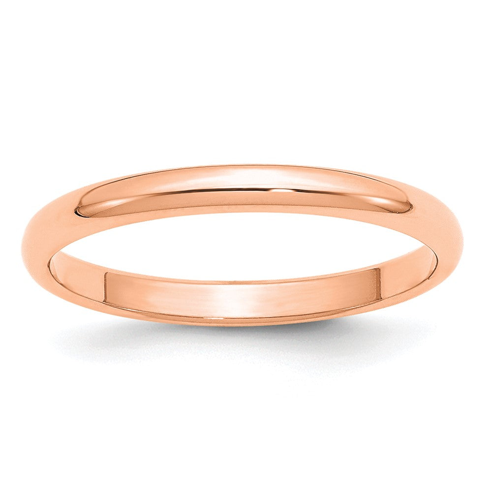 14K Rose Gold 2.5mm Half Round Wedding Band Ring
