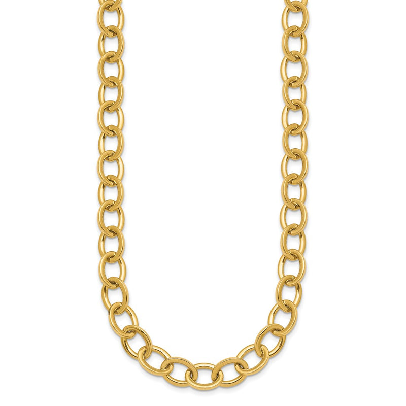 14K Yellow Gold Polished 9mm Round Cable Chain 18 Inch Necklace