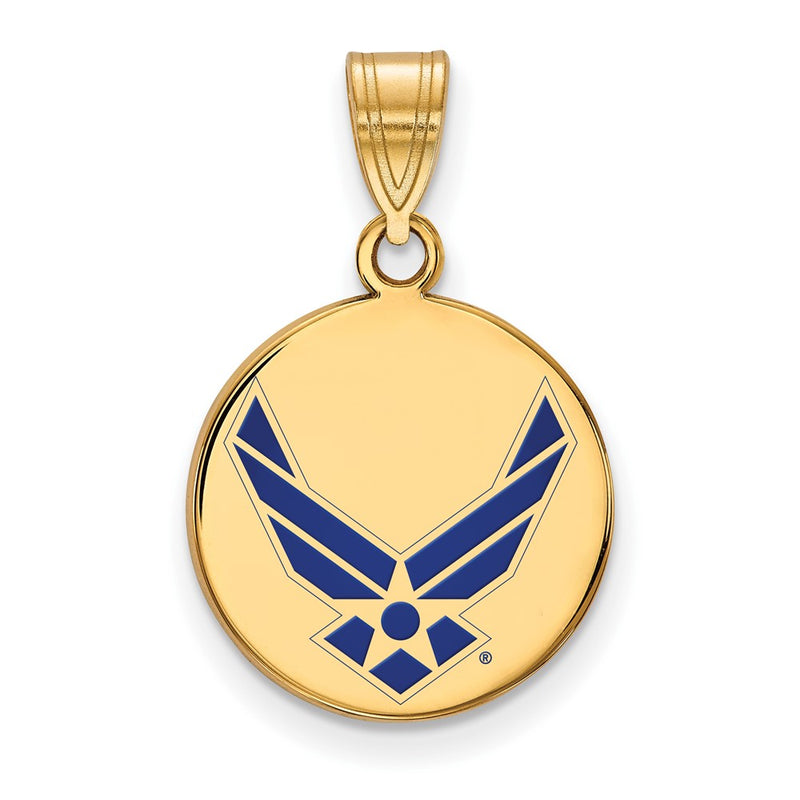 14K Yellow Gold Gold LogoArt U.S. Air Force Medium Enamel Pendant
