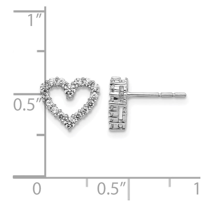 14K White Gold 1/3 carat Diamond Heart Post Earrings