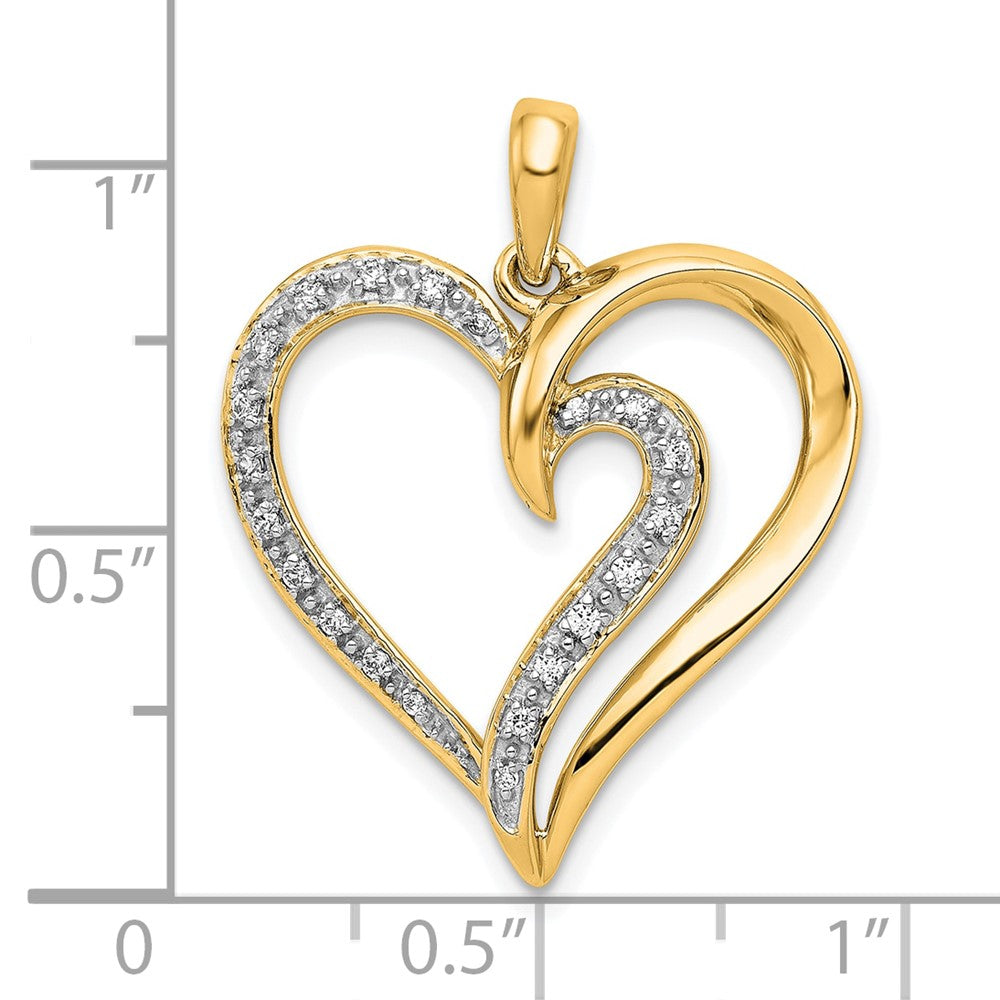 14K Yellow Gold 1/10 carat Diamond Fancy Heart Pendant