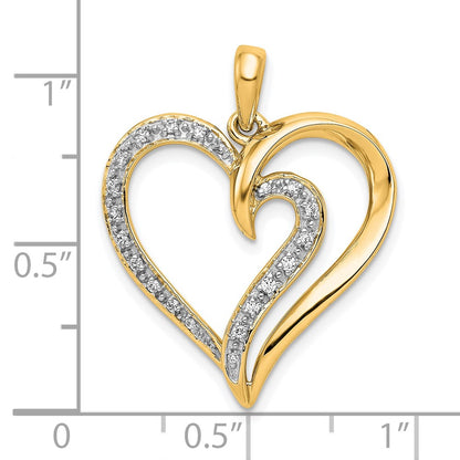 14K Yellow Gold 1/10 carat Diamond Fancy Heart Pendant