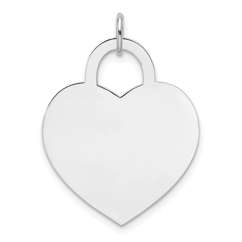 14K White Gold Plain Engravable Heart 20.4x21.3mm Disc Charm
