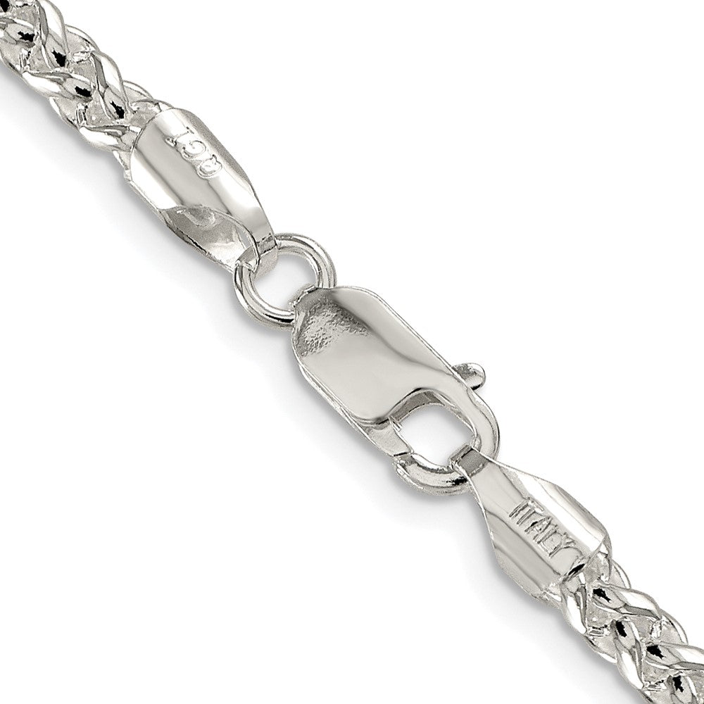 Sterling Silver Rhodium-plated 4mm Round Spiga 30 Inch Chain