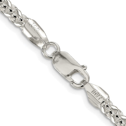 Sterling Silver Rhodium-plated 4mm Round Spiga 30 Inch Chain