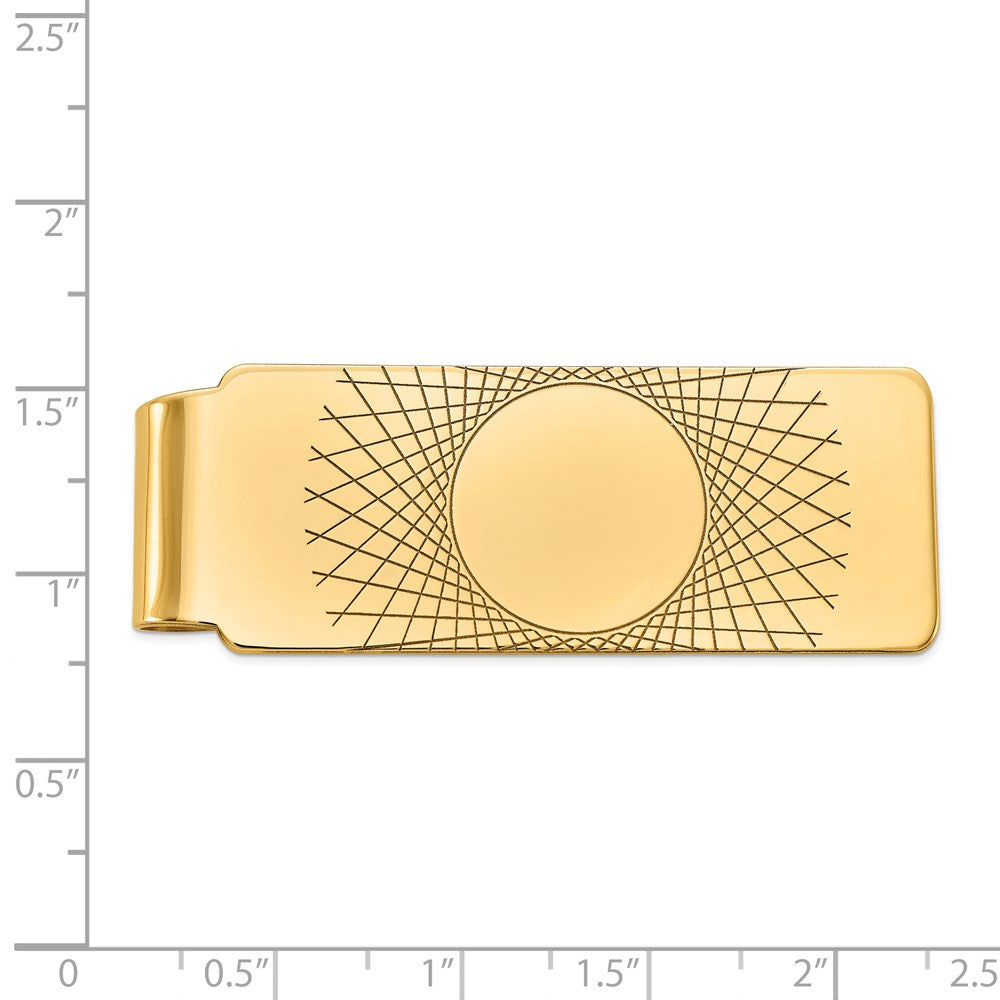 14K Yellow Gold Men's Geometric Design Money Clip