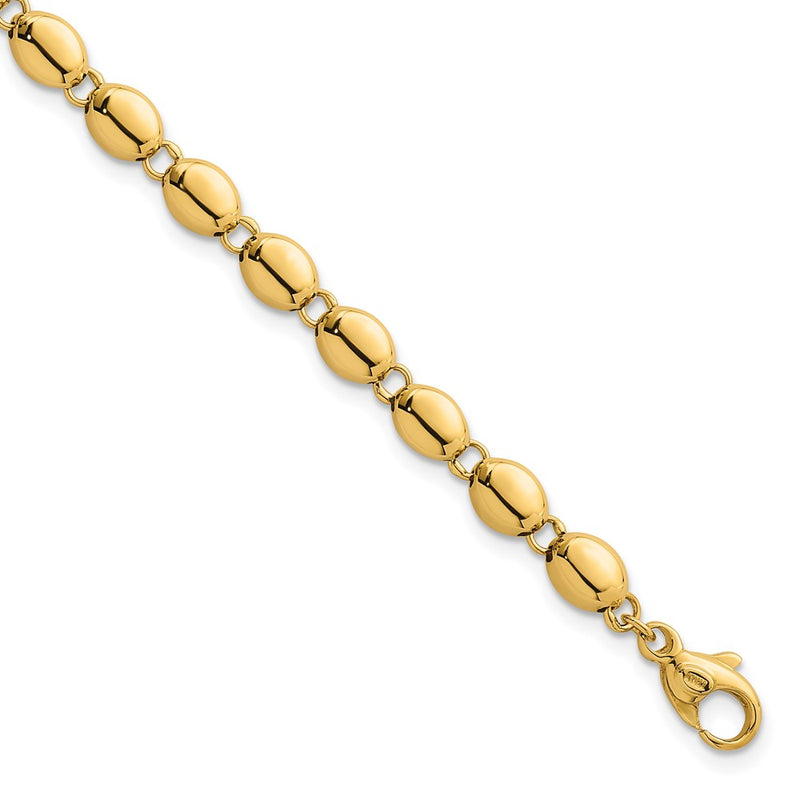 14K Yellow Gold Polished 5.25mm Round Fancy Beaded 7.25 Inch Bracelet