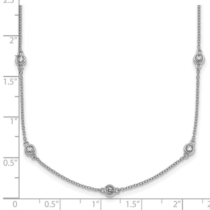14K White Gold Complete 5/8 carat Bezel-set Diamond and Cable Chain 17-Station 20 Inch Necklace