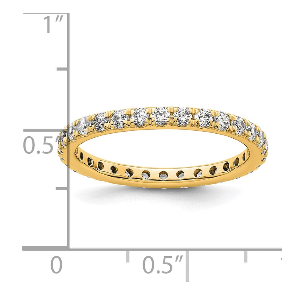 14K Yellow Gold Polished Size 8 U-Shared Prong 1 carat Diamond Complete Eternity Wedding Band Ring