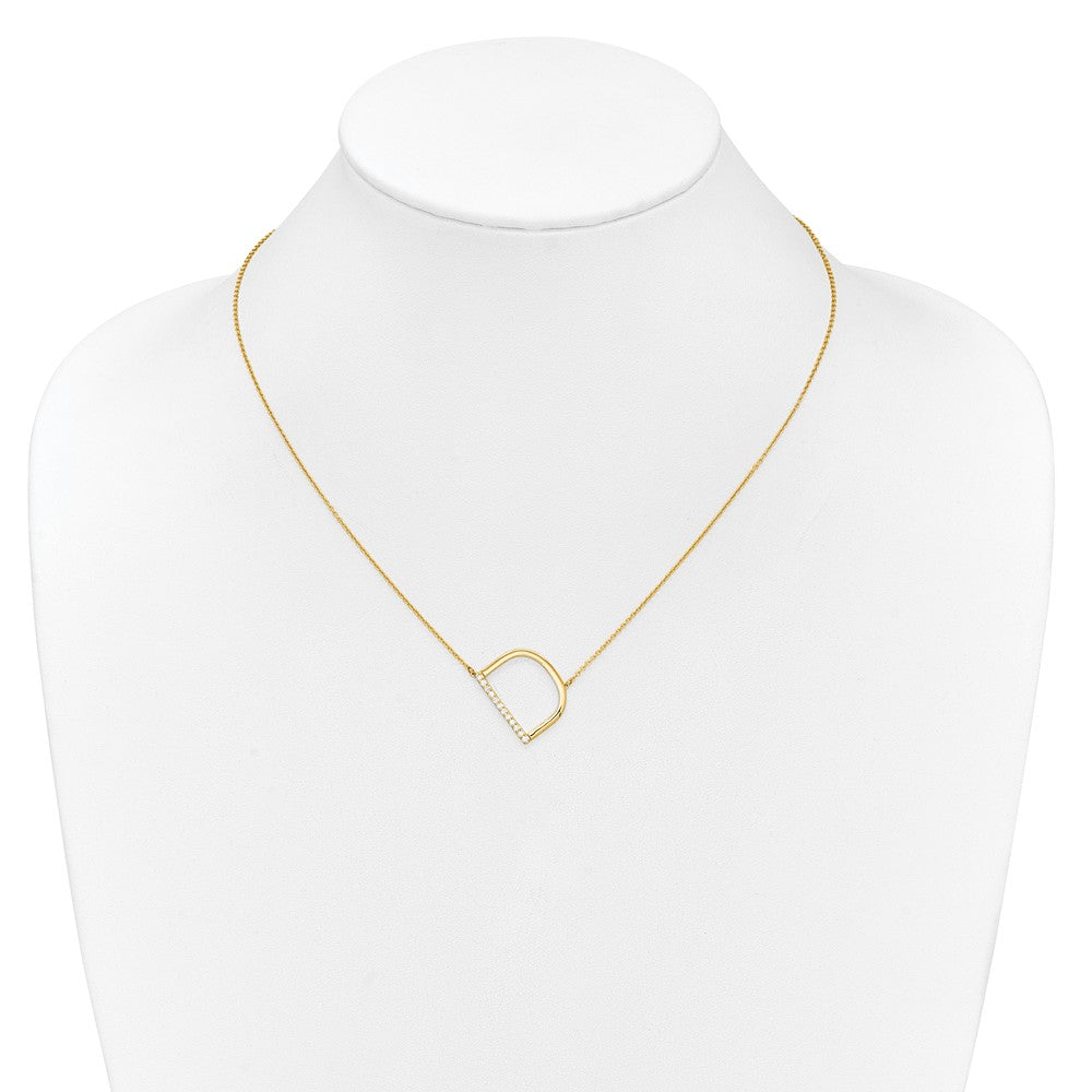 14K Yellow Gold Sideways Diamond Initial D 18 Inch Necklace