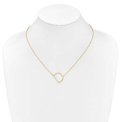 14K Yellow Gold Sideways Diamond Initial D 18 Inch Necklace