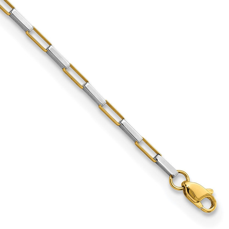 14K Two-Tone Gold Two-tone Polished Fancy Box Links 7.5 Inch Bracelet