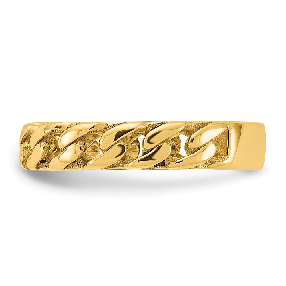 14K Yellow Gold Polished 4mm Curb Link Ring