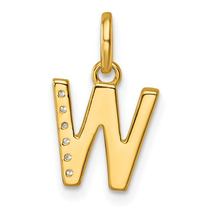 14K Yellow Gold Twisted .05 ct. Diamond Initial W Charm