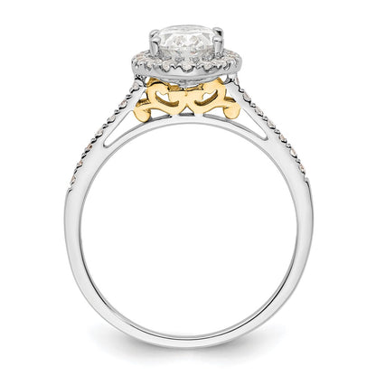 14K Two-Tone Gold Two-tone Halo (Holds 1.5 carat (8x6mm) Oval Center) 1/3 carat Diamond Semi-mount Engagement Ring