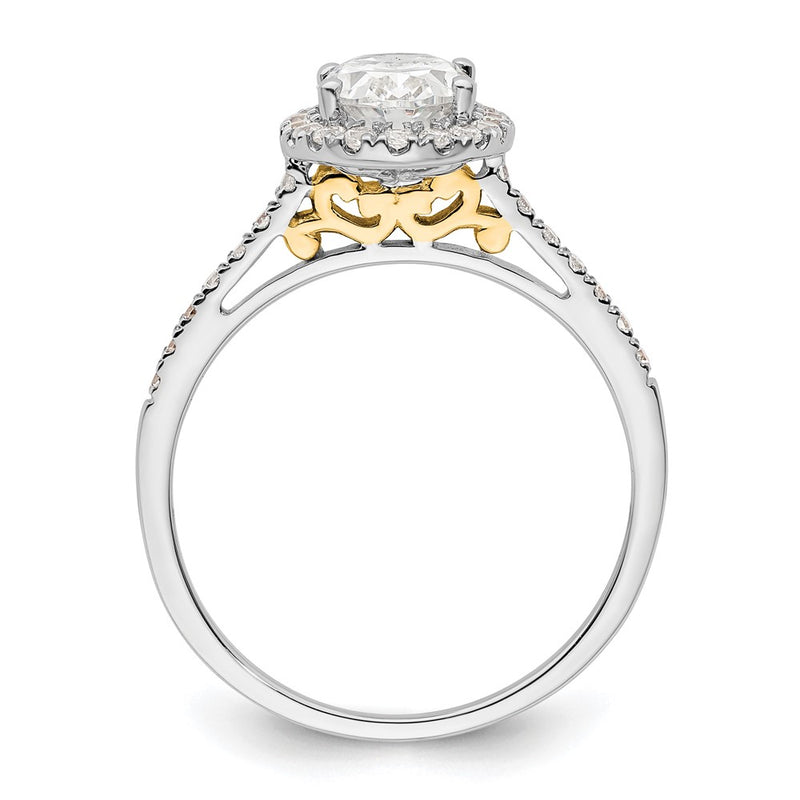 14K Two-Tone Gold Two-tone Halo (Holds 1.5 carat (8x6mm) Oval Center) 1/3 carat Diamond Semi-mount Engagement Ring