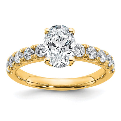 14K Yellow Gold Certified 3 3/4 carat Lab Grown Diamond VS+ F+ Oval Complete Engagement Ring