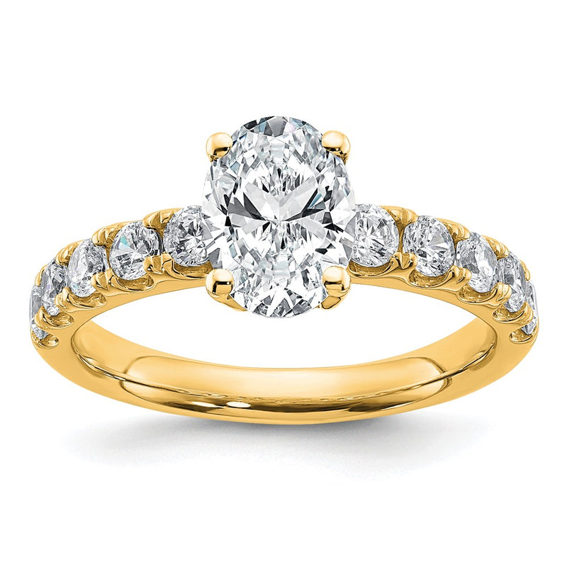 14K Yellow Gold Certified 3 3/4 carat Lab Grown Diamond VS+ F+ Oval Complete Engagement Ring
