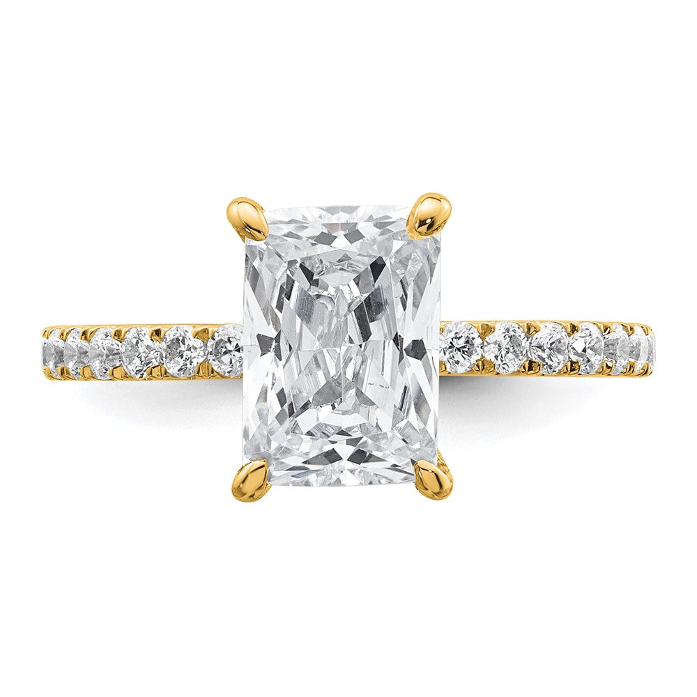14K Yellow Gold 2 3/8 carat Certified Lab Grown Diamond VS/SI+ G+ Radiant Complete Solitaire with Flair Engagement Ring