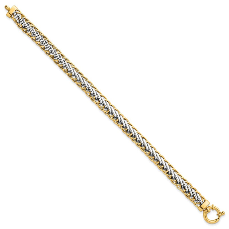 14K Two-Tone Gold Two-tone Polished 7.5mm Lightweight Fancy Woven Link 7.5 Inch Bracelet