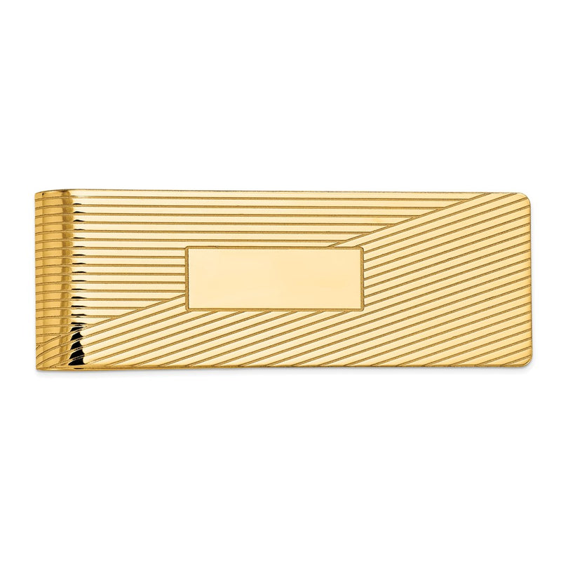 14K Yellow Gold Men's Grooved Polished Money Clip