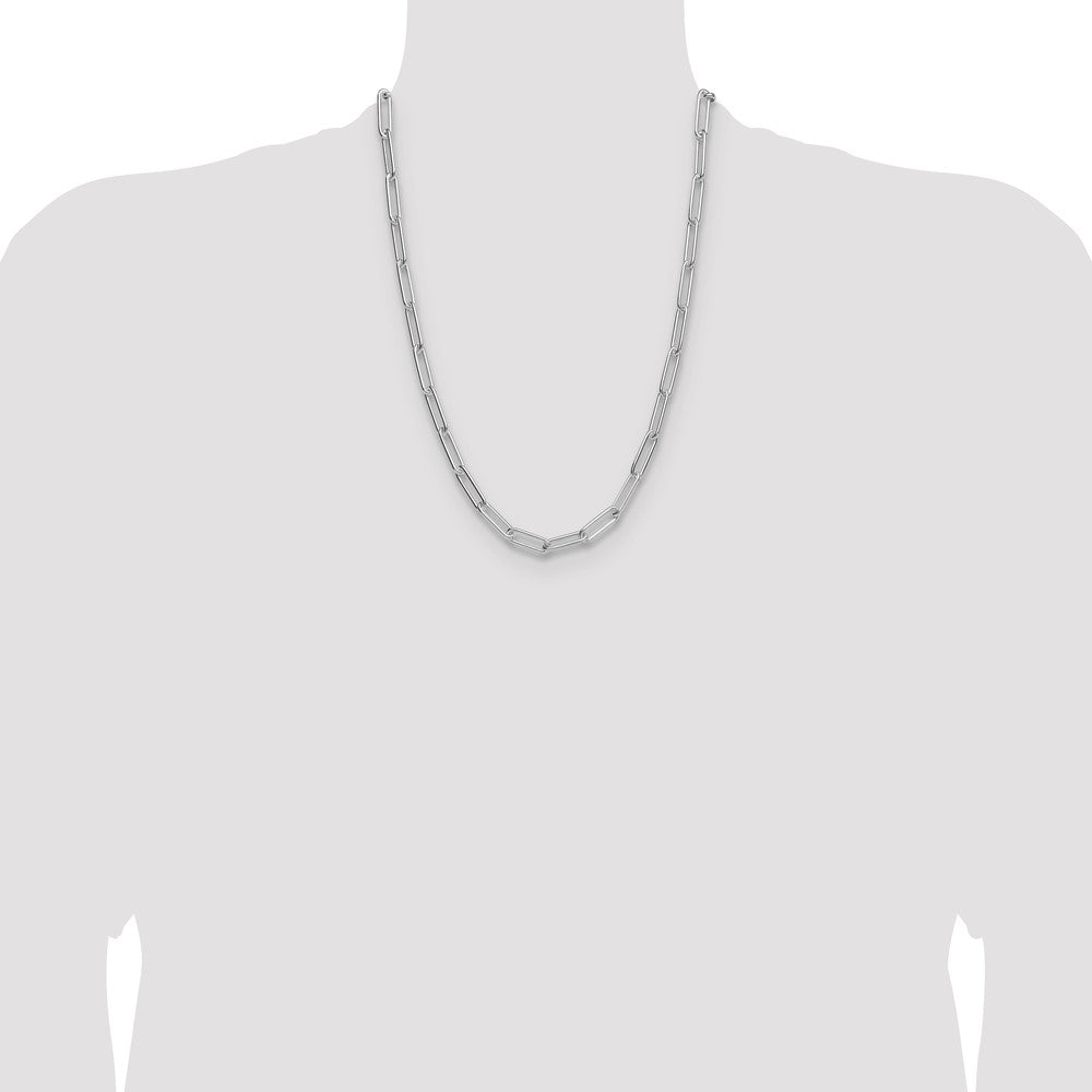 Sterling Silver Rhodium-plated Polished 6.5mm Paperclip 24 Inch Chain