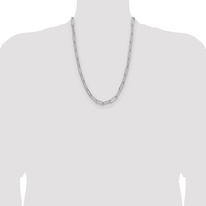 Sterling Silver Rhodium-plated Polished 6.5mm Paperclip 24 Inch Chain