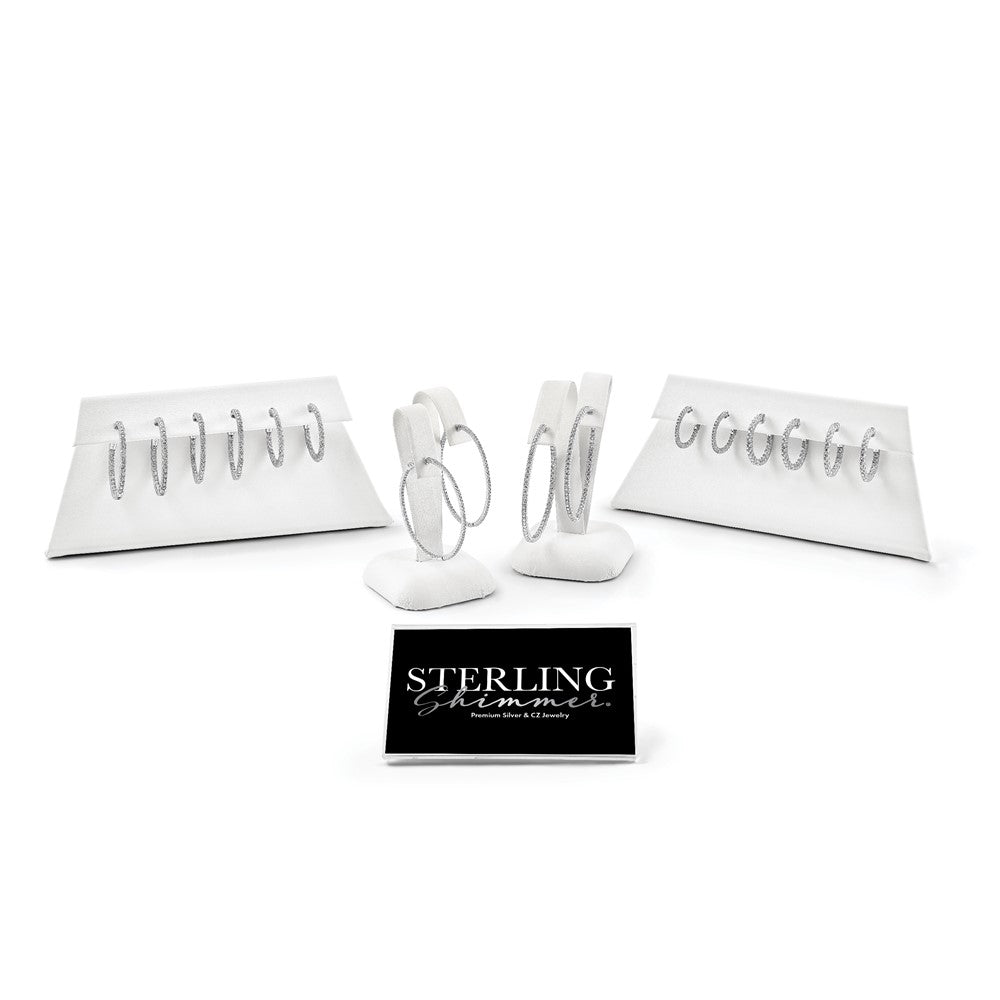 Sterling Shimmer 8 Pair Pre-packaged CZ Hoops  Plus Display Kit & Sign
