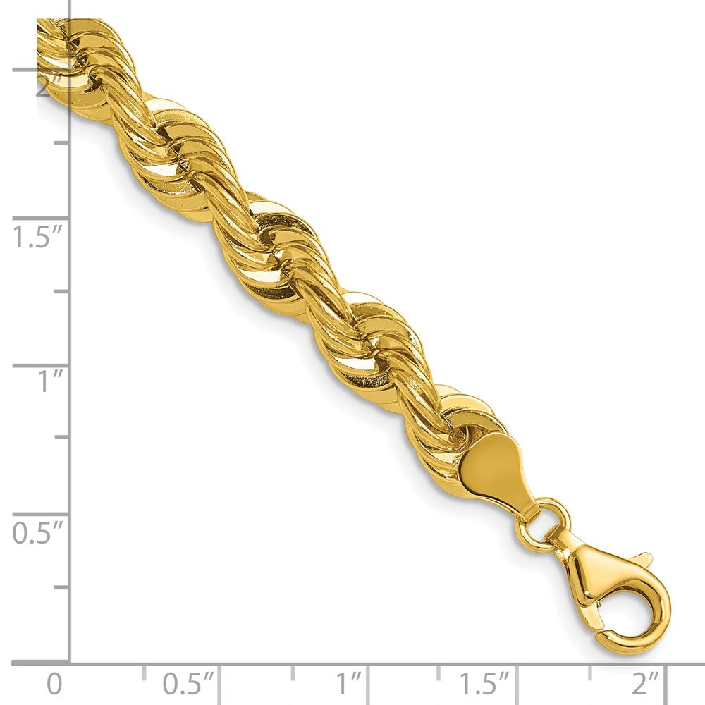 14K Yellow Gold 7.5mm Regular Rope 9 Inch Chain
