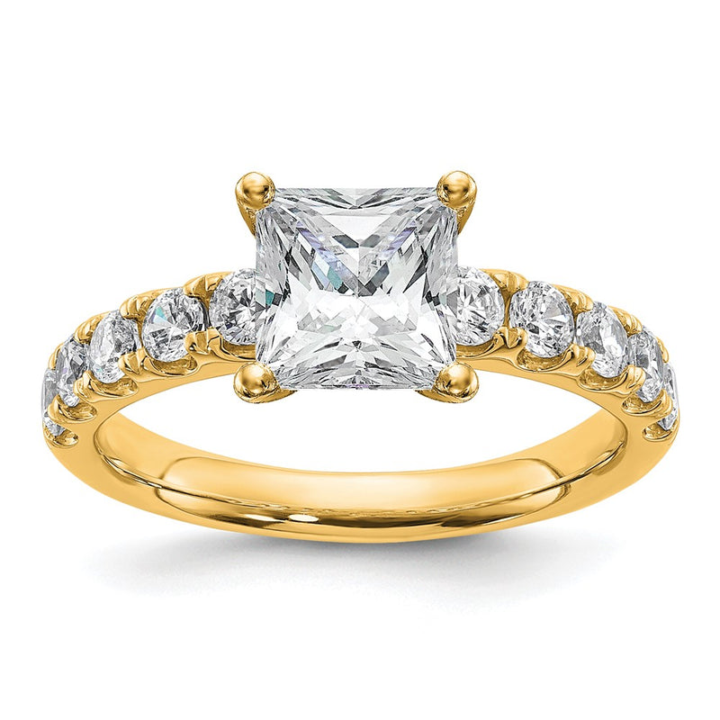 14K Yellow Gold Certified 2 3/4 carat Lab Grown Diamond VS+ F+ Princess Complete Engagement Ring