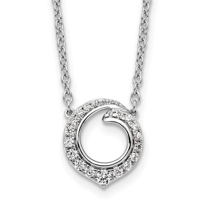 14K White Gold 1/4 carat Diamond Fancy Swirl Circle 18 Inch Necklace