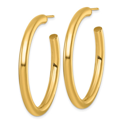 14K Yellow Gold Polished 4.0 x 45mm Tube C-Hoop Post Earrings
