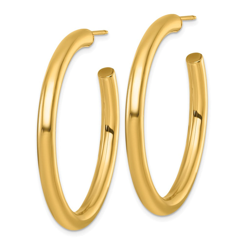 14K Yellow Gold Polished 4.0 x 45mm Tube C-Hoop Post Earrings