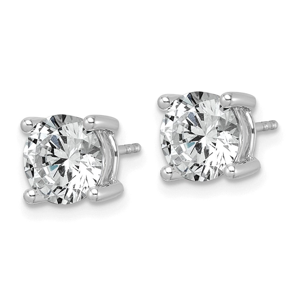 14K White Gold 3 carat Lab Grown Diamond VS+ F+ Round Complete Four Prong Lightweight Stud Earrings