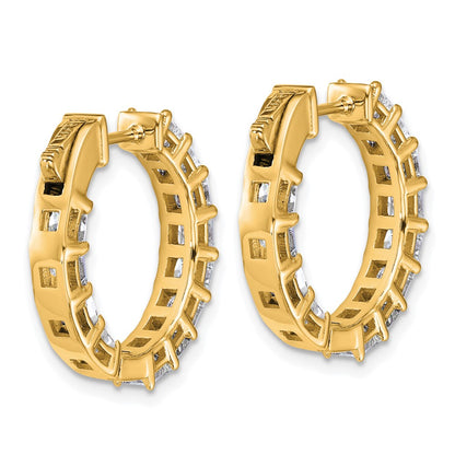 14K Yellow Gold Inside/Outside Cert Lab Grown VS/SI FGH Princess Diamond Hoop Earrings