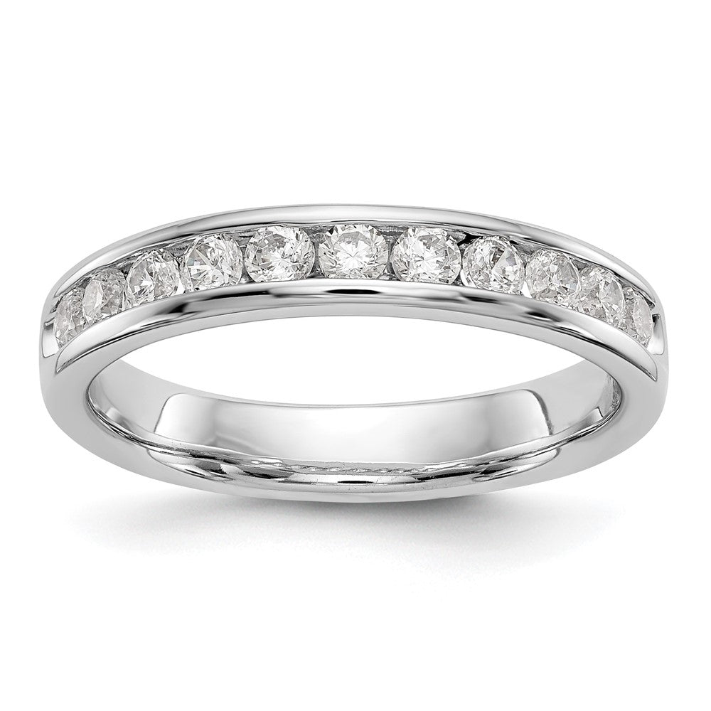 14K White Gold 11-Stone Diamond Channel Wedding Band Ring