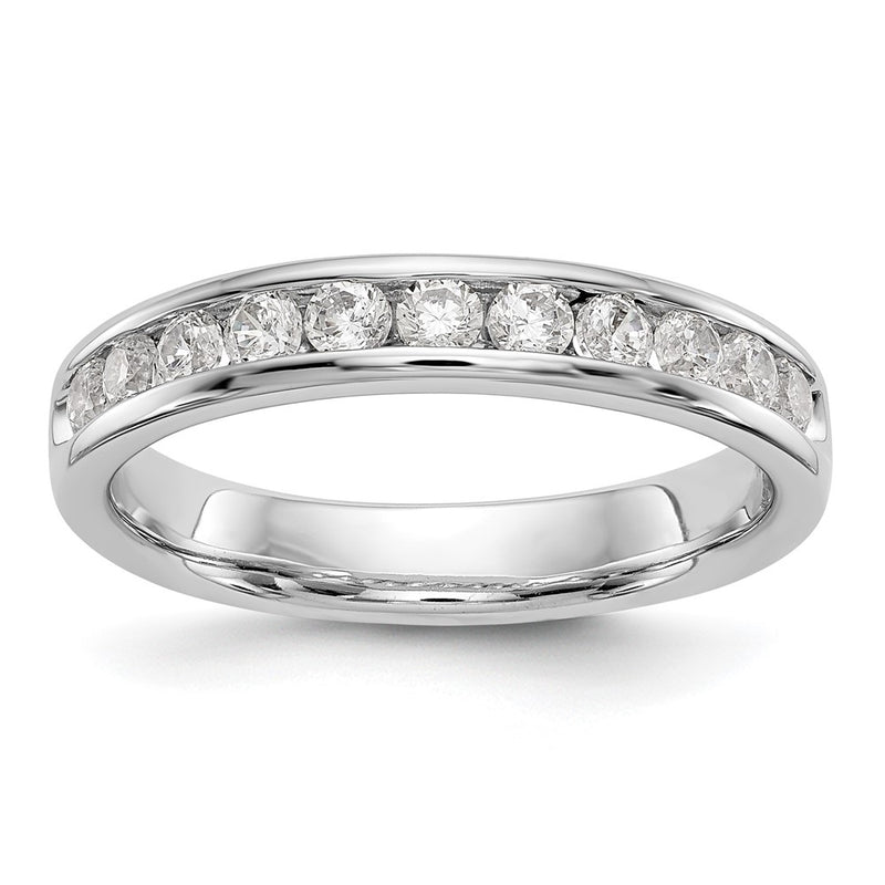 14K White Gold 11-Stone Diamond Channel Wedding Band Ring