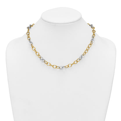 14K Two-Tone Gold Two-tone Polished 9.75mm Fancy Circle Cable Chain 18 Inch Necklace