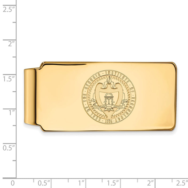 10K Yellow Gold Gold LogoArt Georgia Institute of Technology Crest Money Clip