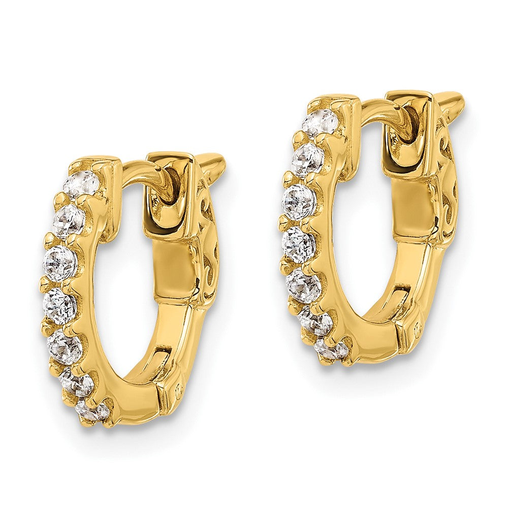 14K Yellow Gold .31 carat Diamond Round Hoop w/Safety Clasp Earrings