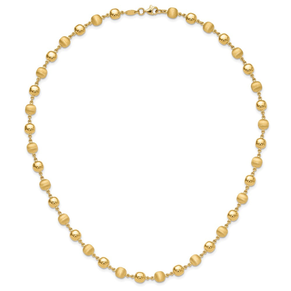 14K Yellow Gold Polished and Satin 5.5mm Puffed Circles 17.75 Inch Necklace