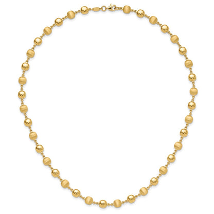 14K Yellow Gold Polished and Satin 5.5mm Puffed Circles 17.75 Inch Necklace